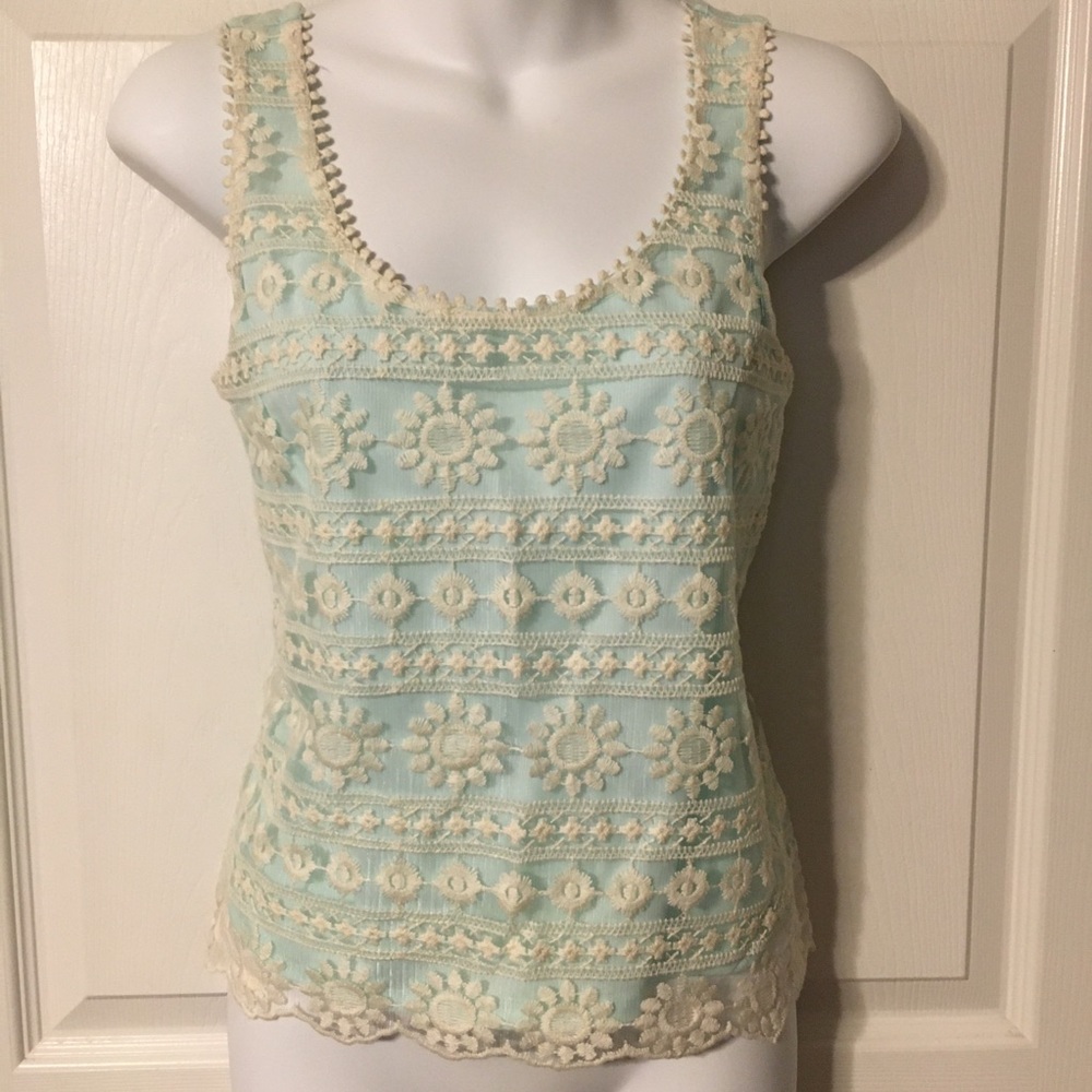 Cream & Mint lace tank top, NWT
